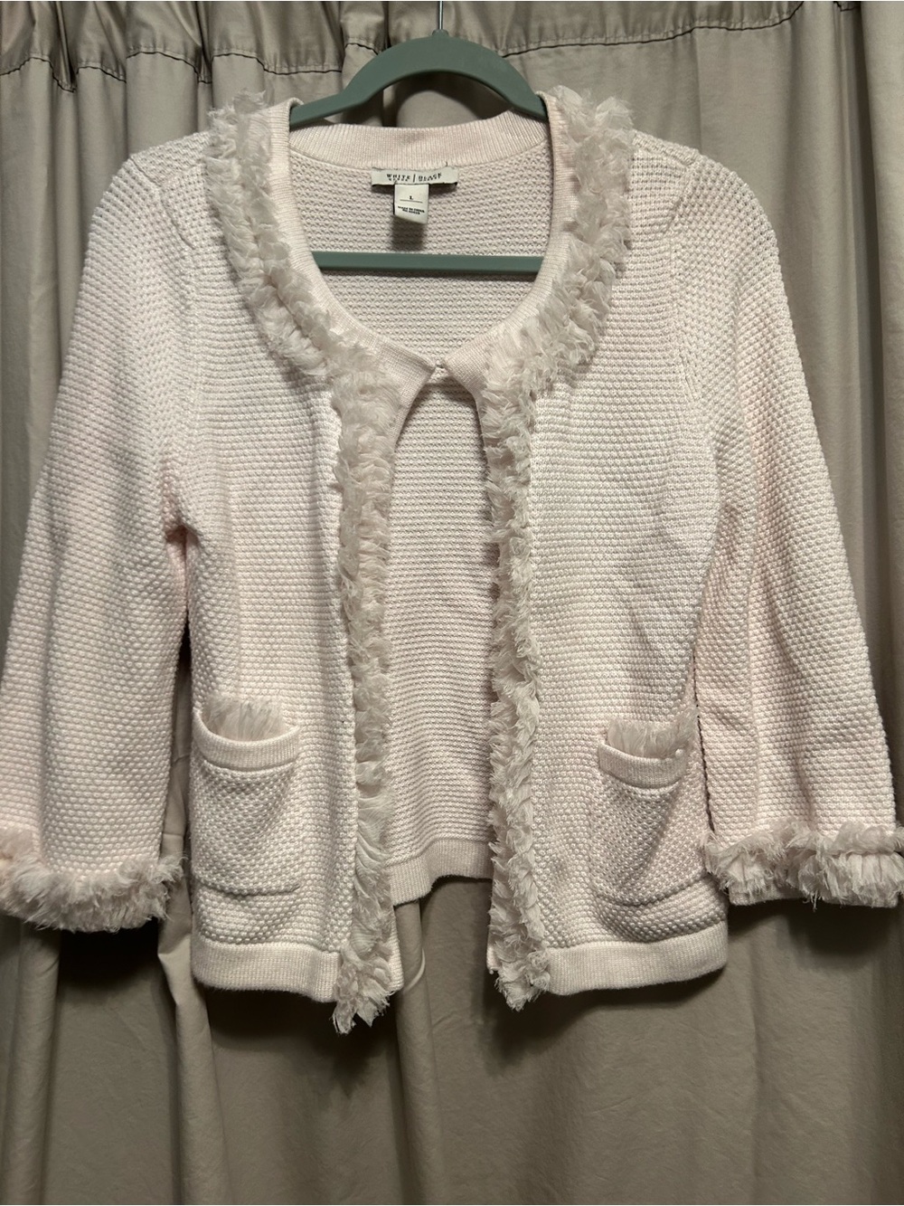 White House Black Market Light Pink Textured Knit Cardigan
